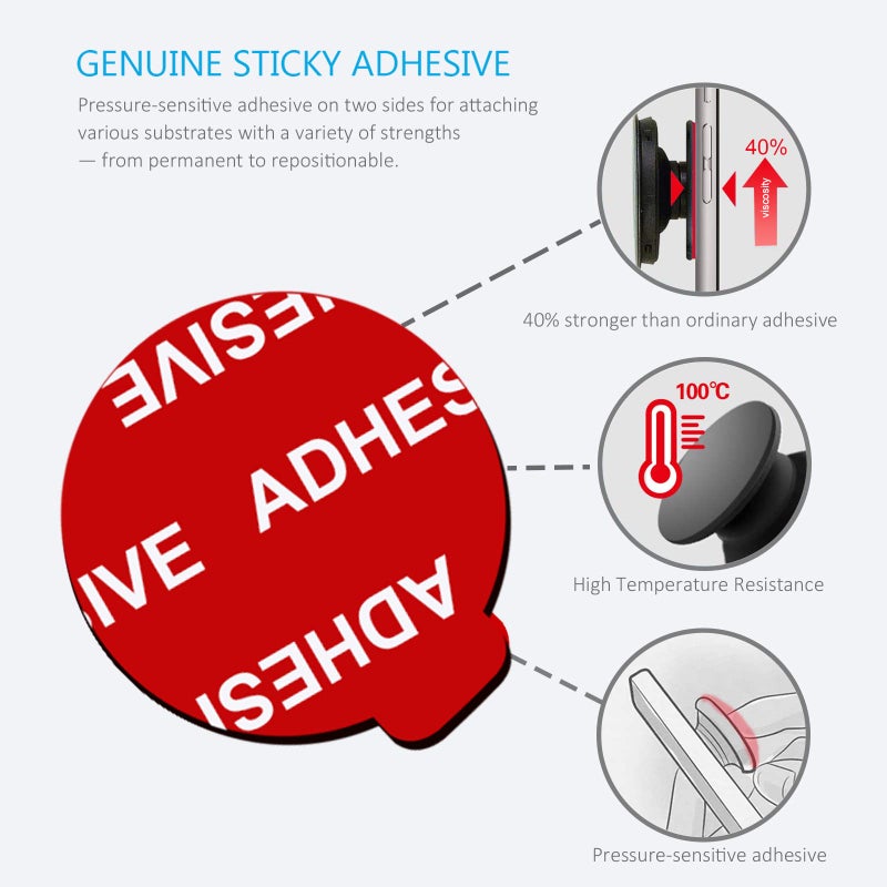 PKYAA 9 Pack Sticky Adhesive Compatible with Socket Base, Double-Sided Replacement Tape for Collapsible Grip & Stand Back - 9pcs 1.4 inches(35mm) Adhesive Tapes - Image 4